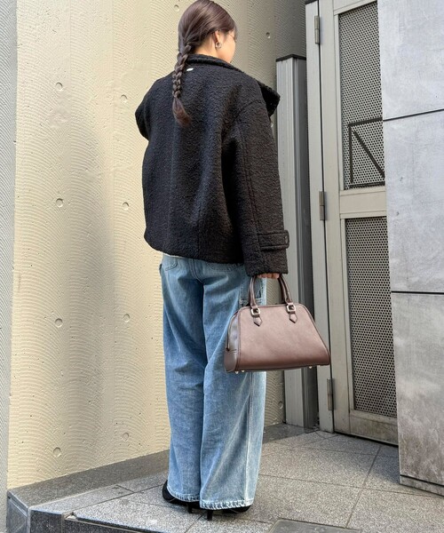 fredy emue（フレディエミュ）の「ループシャギースタンドカラーコート（その他アウター・レディース・ベージュ系その他/ブラック/オフホワイト・38）」の22枚目の写真