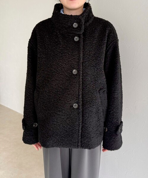 セール】ループシャギースタンドカラーコート（その他アウター