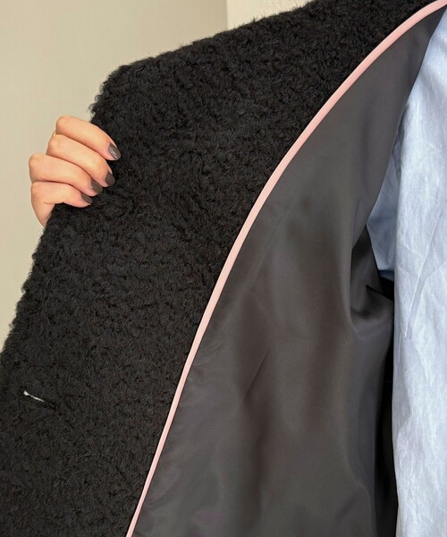 fredy emue（フレディエミュ）の「ループシャギースタンドカラーコート（その他アウター・レディース・ベージュ系その他/ブラック/オフホワイト・38）」の13枚目の写真