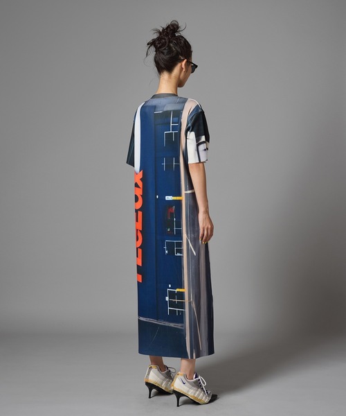 NON TOKYO（ノントーキョー）の「PRINT RIB HALF SLEEVE ONE-PIECE（ワンピース・レディース・ブラック×グレー/グリーン系/マルチ・2/1）」の16枚目の写真