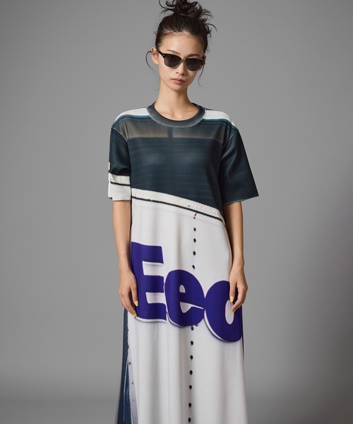 NON TOKYO（ノントーキョー）の「PRINT RIB HALF SLEEVE ONE-PIECE（ワンピース・レディース・ブラック×グレー/グリーン系/マルチ・2/1）」の18枚目の写真