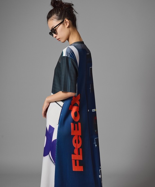 NON TOKYO（ノントーキョー）の「PRINT RIB HALF SLEEVE ONE-PIECE（ワンピース・レディース・ブラック×グレー/グリーン系/マルチ・2/1）」の17枚目の写真