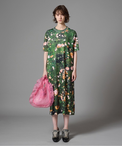 NON TOKYO（ノントーキョー）の「PRINT RIB HALF SLEEVE ONE-PIECE（ワンピース・レディース・ブラック×グレー/グリーン系/マルチ・2/1）」の9枚目の写真