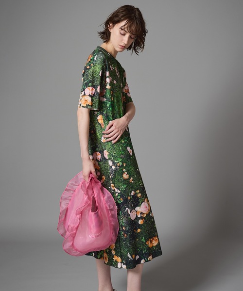 NON TOKYO（ノントーキョー）の「PRINT RIB HALF SLEEVE ONE-PIECE（ワンピース・レディース・ブラック×グレー/グリーン系/マルチ・2/1）」の13枚目の写真