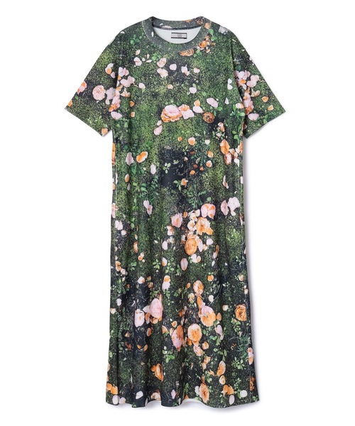 NON TOKYO（ノントーキョー）の「PRINT RIB HALF SLEEVE ONE-PIECE（ワンピース・レディース・ブラック×グレー/グリーン系/マルチ・2/1）」の5枚目の写真