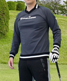 GIORNO SEVEN（ジョルノセブン）の「Vネック襟ポロシャツ ゴルフウェア 長袖 ロゴプリント トップス メンズ（ゴルフグッズ・メンズ）」