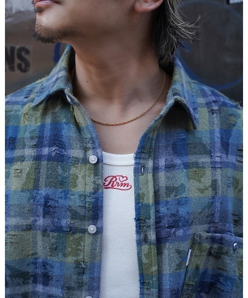 #Re:room(リルーム)の「ビンテージクラッシュチェックビックシャツ(シャツ/ブラウス・メンズ・ベージュ/ライトグリーン・S-M/M-L)」の18枚目の写真