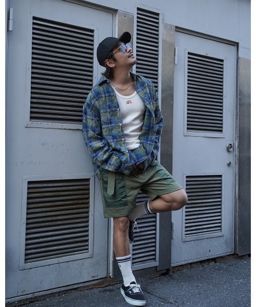 #Re:room(リルーム)の「ビンテージクラッシュチェックビックシャツ(シャツ/ブラウス・メンズ・ベージュ/ライトグリーン・S-M/M-L)」の22枚目の写真