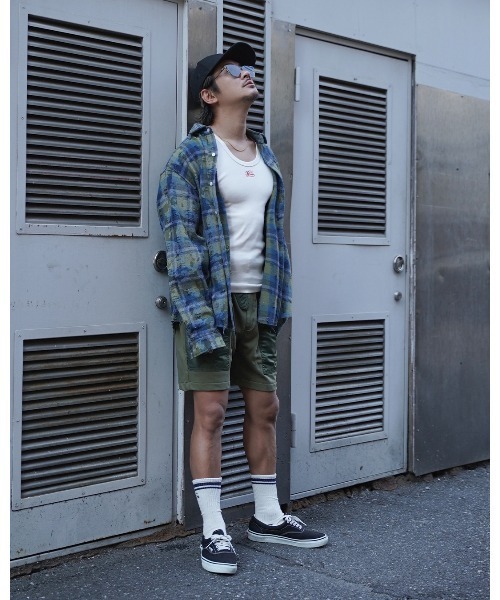 #Re:room(リルーム)の「ビンテージクラッシュチェックビックシャツ(シャツ/ブラウス・メンズ・ベージュ/ライトグリーン・S-M/M-L)」の21枚目の写真