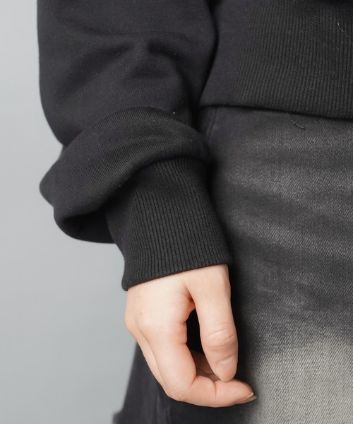 SPINNS（スピンズ）の「裏毛スウェット/ヒョウ柄貼り付けロゴ/レオパード（スウェット・レディース・ネイビー/ピンク/ブラック/杢グレー・ONESIZE）」の17枚目の写真