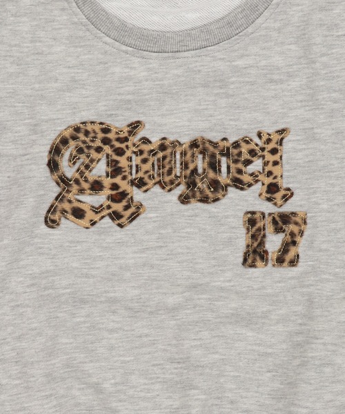 SPINNS（スピンズ）の「裏毛スウェット/ヒョウ柄貼り付けロゴ/レオパード（スウェット・レディース・ネイビー/ピンク/ブラック/杢グレー・ONESIZE）」の22枚目の写真