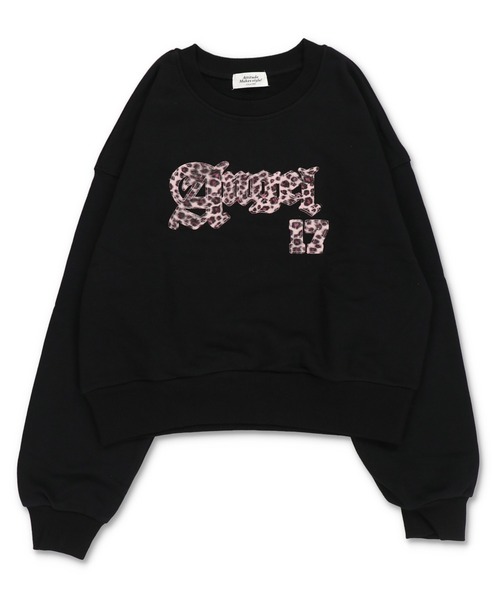 SPINNS（スピンズ）の「裏毛スウェット/ヒョウ柄貼り付けロゴ/レオパード（スウェット・レディース・ネイビー/ピンク/ブラック/杢グレー・ONESIZE）」の18枚目の写真