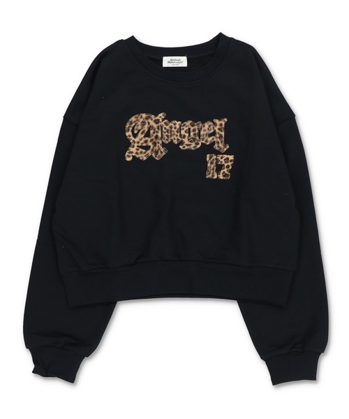 SPINNS（スピンズ）の「裏毛スウェット/ヒョウ柄貼り付けロゴ/レオパード（スウェット・レディース・ネイビー/ピンク/ブラック/杢グレー・ONESIZE）」の19枚目の写真