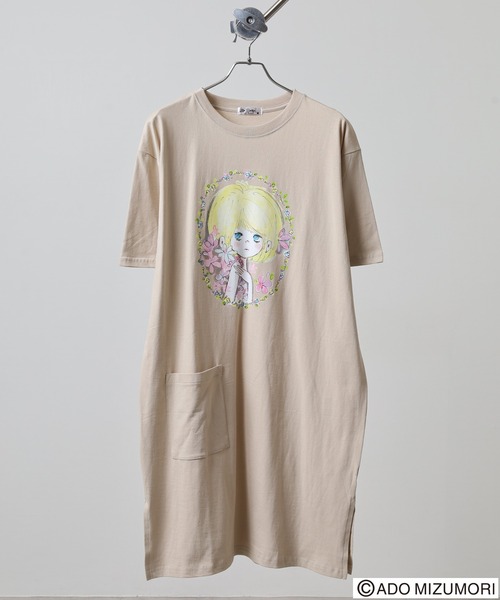 FUNALIVE(ファンアライブ)の「水森亜土 プリントスーパービッグTシャツ(Tシャツ/カットソー・レディース・ネイビー/ピンクベージュ/グレイッシュベージュ/ダークグレー・M/L)」の3枚目の写真