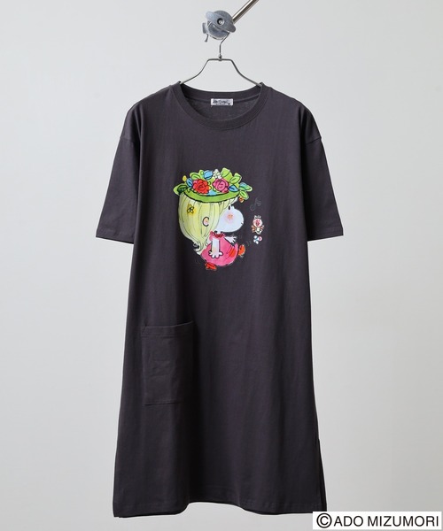 FUNALIVE(ファンアライブ)の「水森亜土 プリントスーパービッグTシャツ(Tシャツ/カットソー・レディース・ネイビー/ピンクベージュ/グレイッシュベージュ/ダークグレー・M/L)」の2枚目の写真