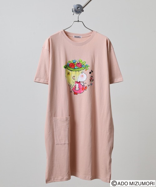 FUNALIVE(ファンアライブ)の「水森亜土 プリントスーパービッグTシャツ(Tシャツ/カットソー・レディース・ネイビー/ピンクベージュ/グレイッシュベージュ/ダークグレー・M/L)」の5枚目の写真