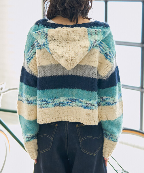 FREAK'S STORE(フリークスストア)の「ミックスボーダー ニットパーカー(ニット/セーター・レディース・ブルー/ピンク・フリ-)」の17枚目の写真
