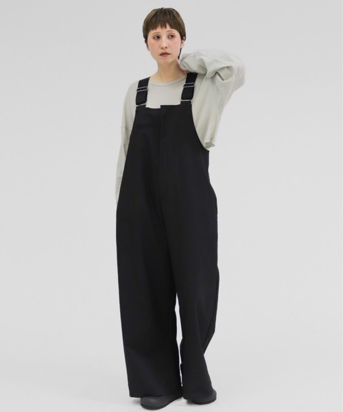 lit(リット)の「Front Zip Salopette(サロペット/オーバーオール・レディース・ブラック/キナリ・FREE)」の2枚目の写真