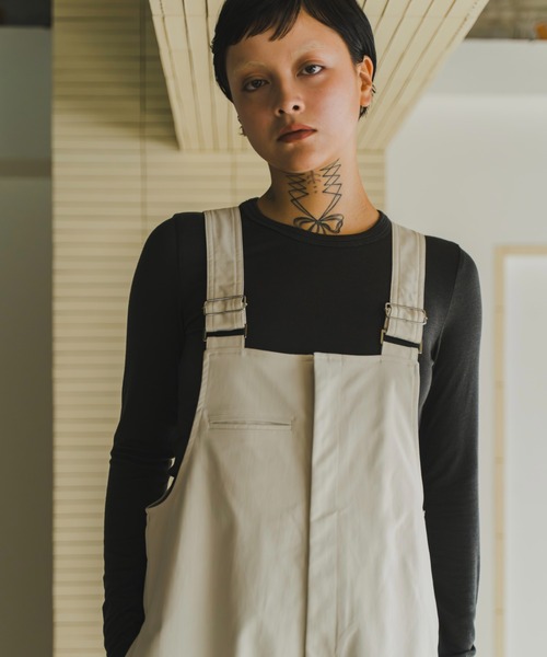 lit(リット)の「Front Zip Salopette(サロペット/オーバーオール・レディース・ブラック/キナリ・FREE)」の4枚目の写真