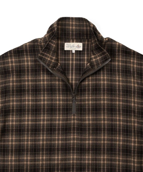 The DUFFER of ST.GEORGE（ザダファーオブセントジョージ）の「STAND COLLAR PO CHECK SHIRTS：スタンドカラー プルオーバーシャツ シャツアウター（シャツ/ブラウス・メンズ・ブラウン/ネイビー・X-LARGE/LARGE/MEDIUM）」の11枚目の写真