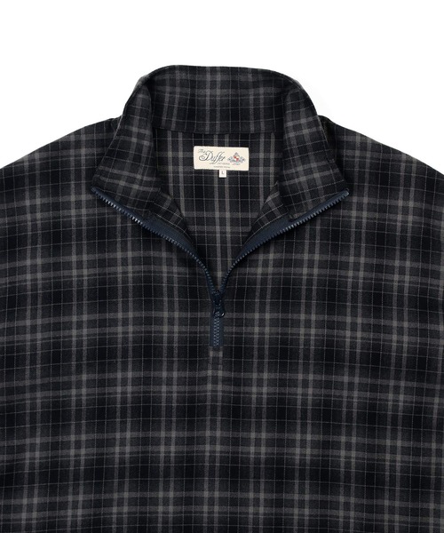 The DUFFER of ST.GEORGE（ザダファーオブセントジョージ）の「STAND COLLAR PO CHECK SHIRTS：スタンドカラー プルオーバーシャツ シャツアウター（シャツ/ブラウス・メンズ・ブラウン/ネイビー・X-LARGE/LARGE/MEDIUM）」の12枚目の写真
