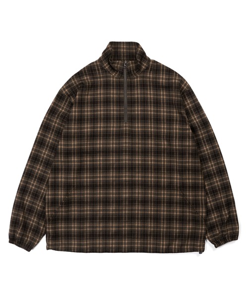 The DUFFER of ST.GEORGE（ザダファーオブセントジョージ）の「STAND COLLAR PO CHECK SHIRTS：スタンドカラー プルオーバーシャツ シャツアウター（シャツ/ブラウス・メンズ・ブラウン/ネイビー・X-LARGE/LARGE/MEDIUM）」の9枚目の写真