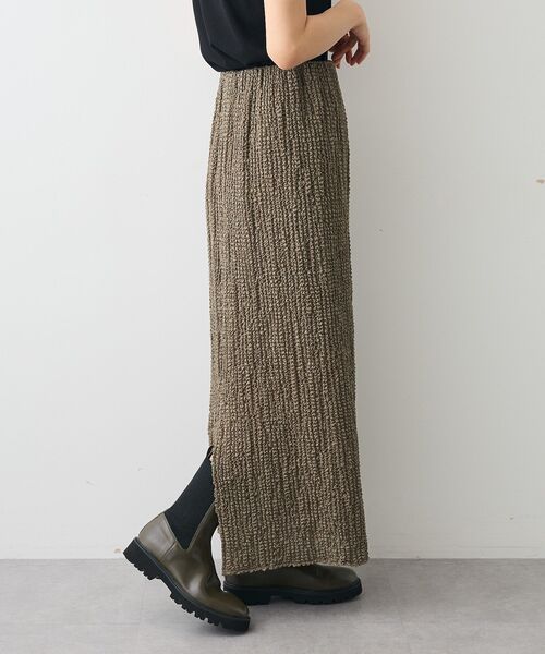 CRAFT STANDARD BOUTIQUE（クラフトスタンダードブティック）の「シャーリングジャガードスカート（スカート・レディース・カーキ/ブラック・FREE）」の6枚目の写真