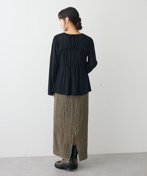 CRAFT STANDARD BOUTIQUE（クラフトスタンダードブティック）の「シャーリングジャガードスカート（スカート・レディース・カーキ/ブラック・FREE）」の12枚目の写真