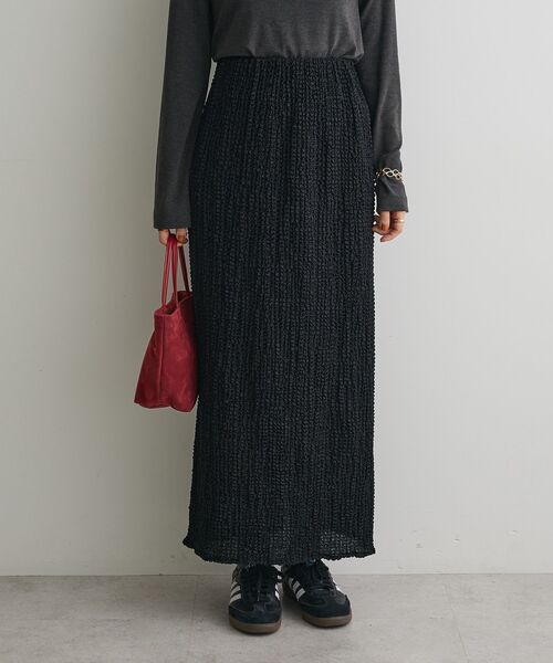 CRAFT STANDARD BOUTIQUE（クラフトスタンダードブティック）の「シャーリングジャガードスカート（スカート・レディース・カーキ/ブラック・FREE）」の14枚目の写真