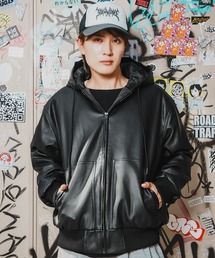 improves | PUレザー フードブルゾン(パーカー)