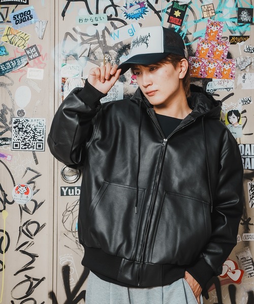 improves（インプローブス）の「PUレザー フードブルゾン（パーカー・メンズ・ブラック・X-LARGE/LARGE/MEDIUM/SMALL）」の3枚目の写真