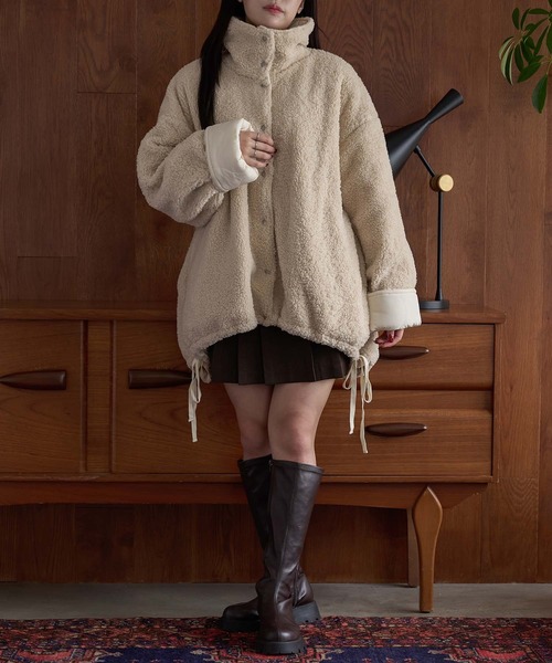 Ambre Neige（アンブルネージュ）の「2way reversible quilting boa jacket / 2WAYリバーシブルキルティングボアジャケット（ブルゾン・レディース・アイボリー/ブラック/ライトブルー/ダークブラウン・FREE）」の13枚目の写真