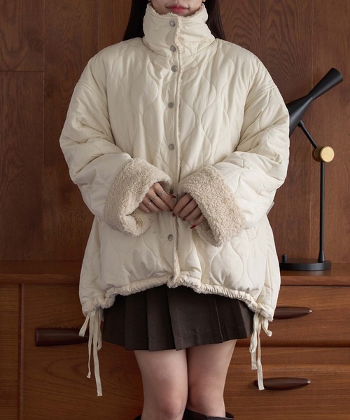 Ambre Neige（アンブルネージュ）の「2way reversible quilting boa jacket / 2WAYリバーシブルキルティングボアジャケット（ブルゾン・レディース・アイボリー/ブラック/ライトブルー/ダークブラウン・FREE）」の11枚目の写真