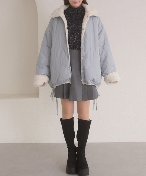 Ambre Neige（アンブルネージュ）の「2way reversible quilting boa jacket / 2WAYリバーシブルキルティングボアジャケット（ブルゾン・レディース・アイボリー/ブラック/ライトブルー/ダークブラウン・FREE）」の21枚目の写真