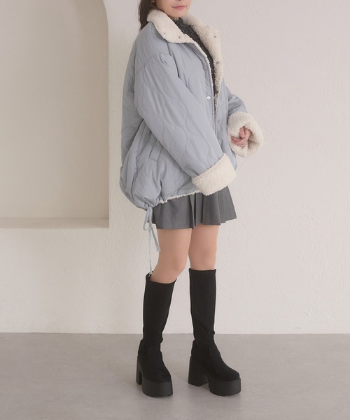 Ambre Neige（アンブルネージュ）の「2way reversible quilting boa jacket / 2WAYリバーシブルキルティングボアジャケット（ブルゾン・レディース・アイボリー/ブラック/ライトブルー/ダークブラウン・FREE）」の20枚目の写真