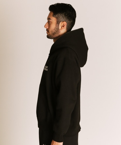 schott（ショット）の「Schott/ショット/B.S  ZIP HOODED SWEAT/ブラックシープ フルジップ スウェット パーカー（パーカー・メンズ・チャコールグレー/ホワイト・M/L/XL）」の3枚目の写真
