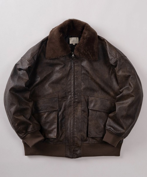 セール】【81】ヴィンテージライク 襟ファー フェイクレザー フライト