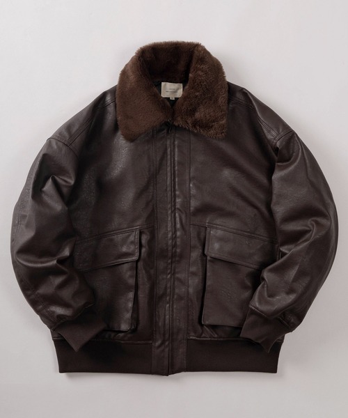 セール】【81】ヴィンテージライク 襟ファー フェイクレザー フライト
