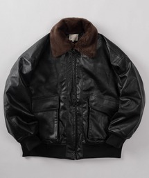 make a ray!（メイク ア レイ！）の「【81】ヴィンテージライク 襟ファー フェイクレザー フライト ブルゾン/アメカジ（ブルゾン・メンズ）」