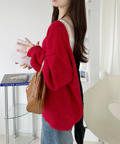 Ada.(エイダ)の「バックリボン オープンニット トップス(ニット/セーター・レディース・グレー/レッド・FREE)」の9枚目の写真