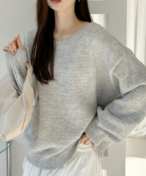 Ada.(エイダ)の「バックリボン オープンニット トップス(ニット/セーター・レディース・グレー/レッド・FREE)」の12枚目の写真