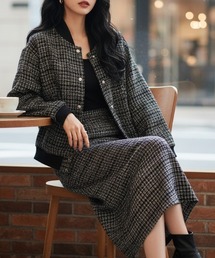 Perfect Suit FActory（パーフェクトスーツファクトリー）の「【セットアップ対応可】ツイードスタジャン【DIP IN CHOCOLATE】（スタジャン）」