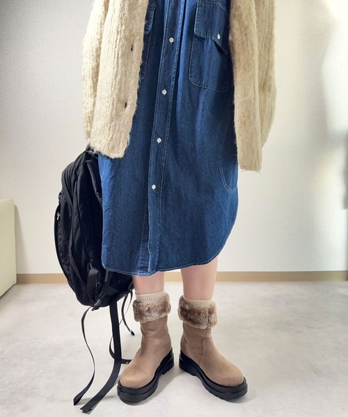 lus.(ラスドット)の「lus. 晴雨兼用 撥水・防水仕様 折り返しファーブーツ(ブーツ・レディース・ブラック/ベージュ・M/L/LL/S)」の18枚目の写真