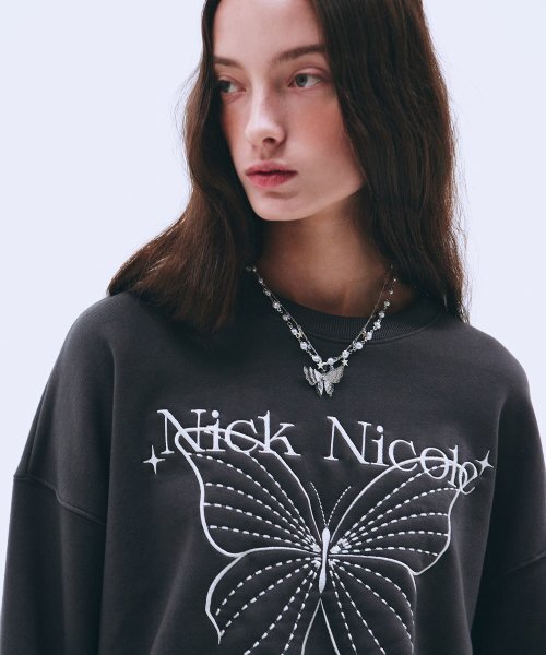 NICK&NICOLE（ニックアンドニコール）の「SHINE BUTTERFLY SWEATSHIRT_CHARCOAL CREAM（スウェット・レディース・その他・FREE）」の2枚目の写真