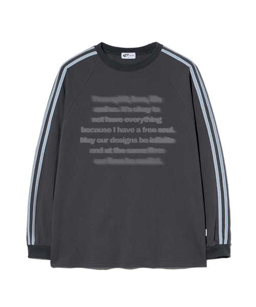 ESCAPEFROM（エスケープフロム）の「フェイドテキストプリントトラックロングスリーブチャコール（Tシャツ/カットソー・レディース・その他・MEDIUM/LARGE）」の2枚目の写真