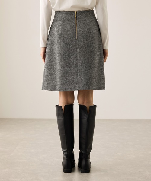 16715✨CHANEL ウール 金ボタン スカート 42 LL グレー ミディ スカート - カシミヤ & シルク、グレー — ファッション