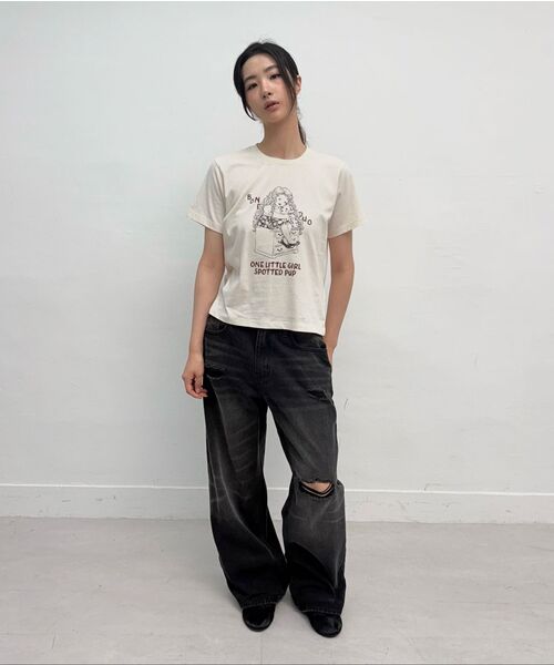 MILLO WOMEN（ミロウーマン）の「ベルト付きダメージワイドジーンズ [ウォッシュドブラック]（デニムパンツ・レディース・その他・SMALL/MEDIUM）」の8枚目の写真