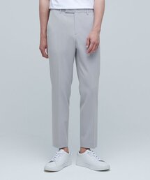 軽量リラックステーパード隠しバンディングクロップドスラックス[ライトグレー]