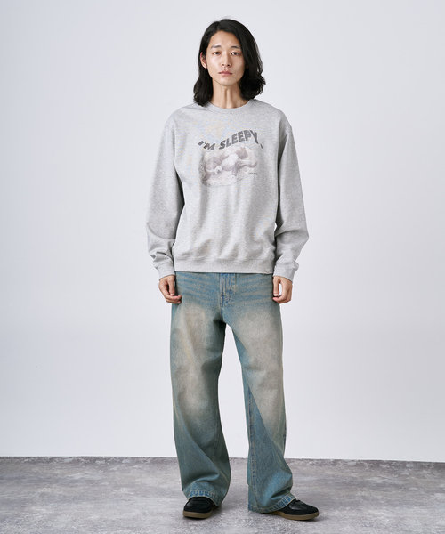 B.C STOCK（ベーセーストック）の「《追加》NEW ドッグ＆キャット柄 アソートクルーネックスウェット（スウェット・メンズ・ホワイト/ホワイト系その他/ブラウン/ネイビー/チャコールグレー・MEDIUM/LARGE）」の6枚目の写真