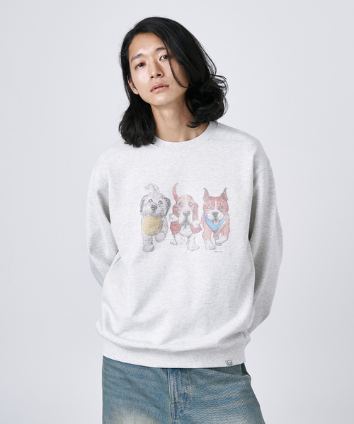 B.C STOCK（ベーセーストック）の「《追加》NEW ドッグ＆キャット柄 アソートクルーネックスウェット（スウェット・メンズ・ホワイト/ホワイト系その他/ブラウン/ネイビー/チャコールグレー・MEDIUM/LARGE）」の11枚目の写真